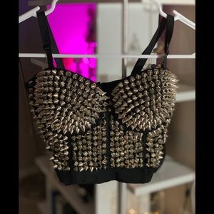 Black Bustier with Silver Spikes.
